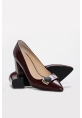 MirgeShoes Bordo Kadın Topuklu Ayakkabı İçi Dışı Hakiki Rugan Deri MRG0134526132381