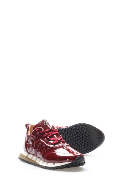 MirgeShoes Bordo Bağcıklı Kadın Casual Rugan Ayakkabı İçi Dışı Hakiki Deri MRG01297261400680