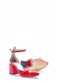 MirgeShoes Kırmızı Kadın Kalın Topuklu Ayakkabı İçi Dışı Hakiki Rugan Deri MRG01194261330