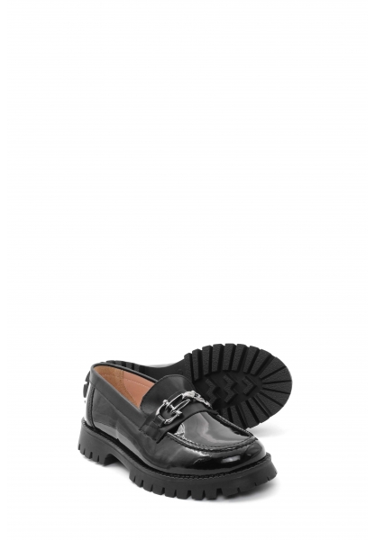 MirgeShoes Siyah Kız Çocuk Casual Rugan Ayakkabı İçi Dışı Hakiki Deri MRG011362410227