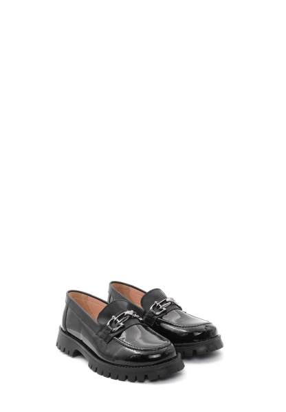 MirgeShoes Siyah Kız Çocuk Casual Rugan Ayakkabı İçi Dışı Hakiki Deri MRG011362410227