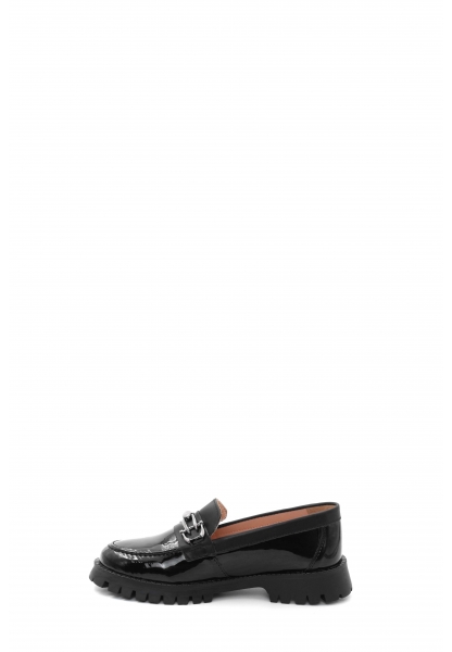 MirgeShoes Siyah Kız Çocuk Casual Rugan Ayakkabı İçi Dışı Hakiki Deri MRG011362410227