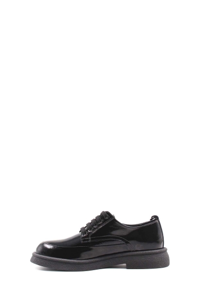 MirgeShoes Siyah Bağcıklı Kadın Casual Rugan Ayakkabı İçi Dışı Hakiki Deri MRG0134726121119