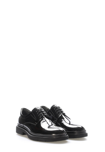 MirgeShoes Siyah Bağcıklı Erkek Casual Rugan Ayakkabı İçi Dışı Hakiki Deri MRG01256131838