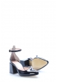 MirgeShoes Siyah Kadın Kalın Topuklu Ayakkabı İçi Dışı Hakiki Rugan Deri MRG01194261330