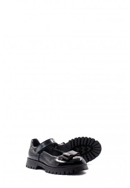 MirgeShoes İçi Dışı Hakiki Rugan Deri Siyah Kız Çocuk Günlük Ayakkabı AH0861261958