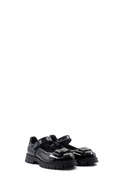 MirgeShoes İçi Dışı Hakiki Rugan Deri Siyah Kız Çocuk Günlük Ayakkabı AH0861261958