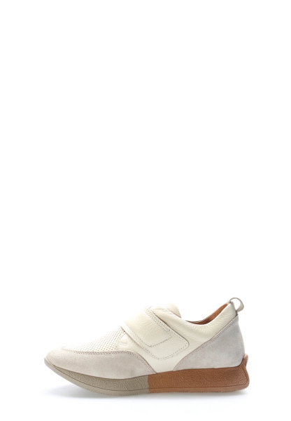 MirgeShoes Bej Bantlı Kadın Casual Ayakkabı İçi Dışı Hakiki Süet Deri MRG014862611772