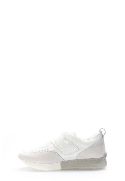 MirgeShoes Beyaz Bantlı Kadın Casual Ayakkabı İçi Dışı Hakiki Süet Deri MRG014862611772