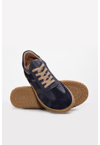 MirgeShoes Lacivert Bağcıklı Kadın Casual Ayakkabı İçi Dışı Hakiki Süet Deri MRG013762612221