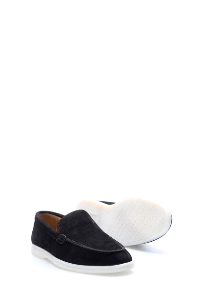 MirgeShoes Siyah Bağcıksız Erkek Casual Ayakkabı İçi Dışı Hakiki Süet Deri MRG019491310201433
