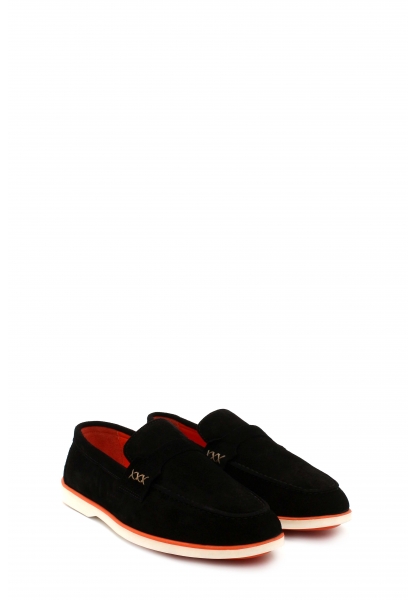 MirgeShoes Siyah Bağcıksız Erkek Casual Ayakkabı İçi Dışı Hakiki Süet Deri MRG019491310501433