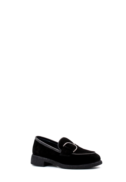 MirgeShoes Siyah Bağcıksız Kadın Casual Ayakkabı İçi Dışı Hakiki Süet Deri MRG01538261708471