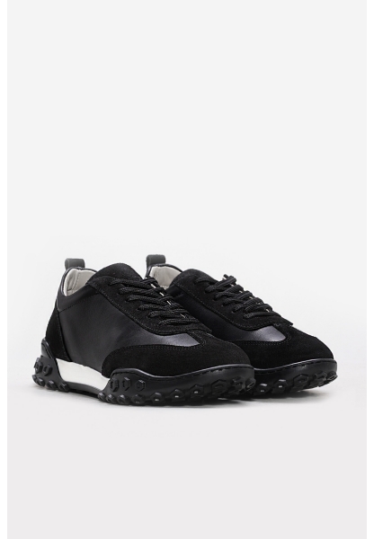 MirgeShoes Siyah Bağcıklı Kadın Casual Ayakkabı İçi Dışı Hakiki Süet Deri MRG0129926124252