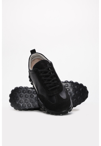 MirgeShoes Siyah Bağcıklı Kadın Casual Ayakkabı İçi Dışı Hakiki Süet Deri MRG0129926124252