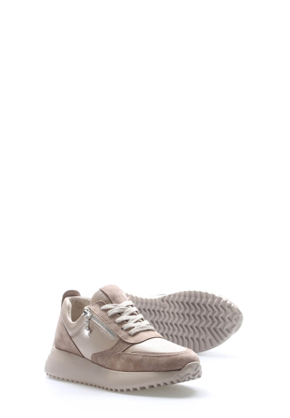 MirgeShoes Vizon Bağcıklı Kadın Casual Ayakkabı İçi Dışı Hakiki Süet Deri MRG012662619260