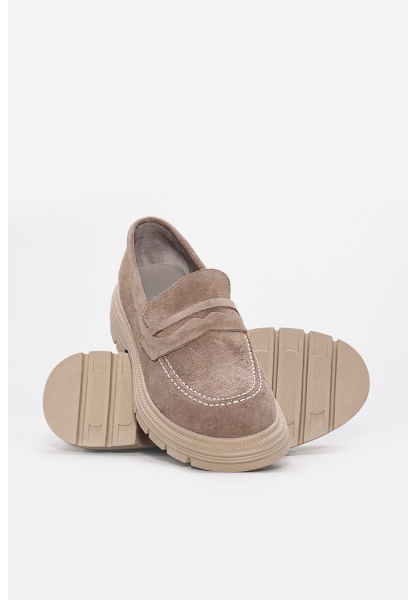 MirgeShoes Vizon Bağcıksız Kadın Casual Ayakkabı İçi Dışı Hakiki Süet Deri MRG0134726161251