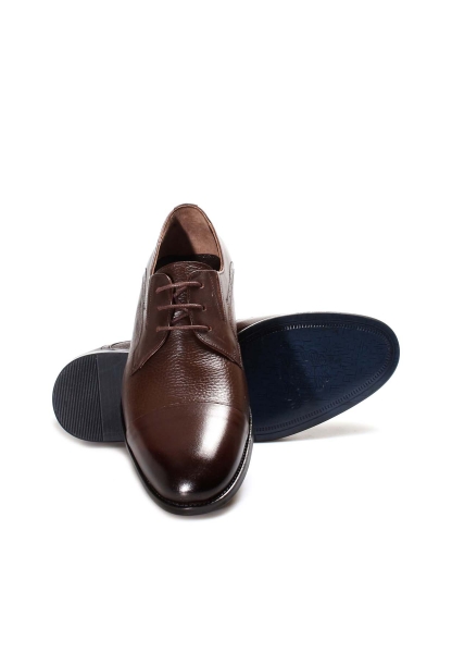 MirgeShoes Kahve Bağcıklı Erkek Klasik Ayakkabı İçi Dışı Hakiki Deri MRG01997131443