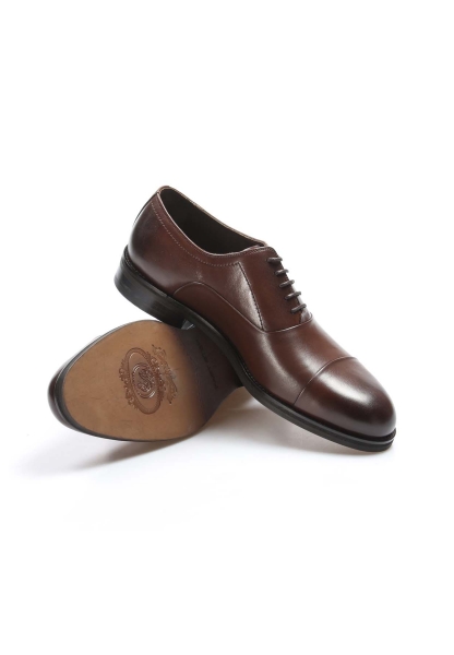 MirgeShoes Kahve Bağcıklı Erkek Klasik Ayakkabı İçi Dışı Hakiki Deri MRG011023131292