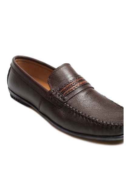 MirgeShoes Kahve Erkek Loafer Ayakkabı İçi Dışı Kaliteli Hakiki Deri MRG01705131316