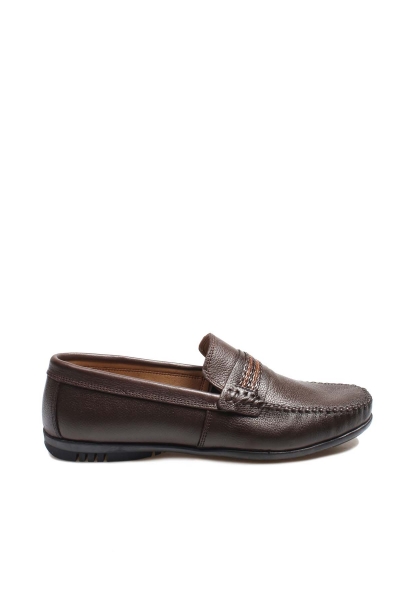 MirgeShoes Kahve Erkek Loafer Ayakkabı İçi Dışı Kaliteli Hakiki Deri MRG01705131316