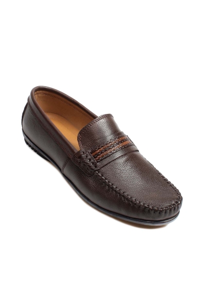 MirgeShoes Kahve Erkek Loafer Ayakkabı İçi Dışı Kaliteli Hakiki Deri MRG01705131316