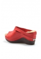 MirgeShoes Kadın Dolgu Topuklu Terlik İçi Dışı Hakiki Deri Kırmızı  MRG0111022611113