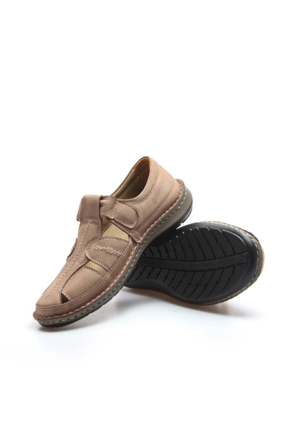 MirgeShoes Kum Erkek Açık Hava Klasik Sandalet İçi Dışı Hakiki Deri MRG017821311203