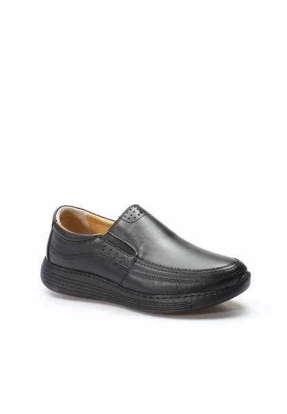 MirgeShoes Siyah Bağcıksız Erkek Casual Ayakkabı İçi Dışı Hakiki Deri MRG011081131316