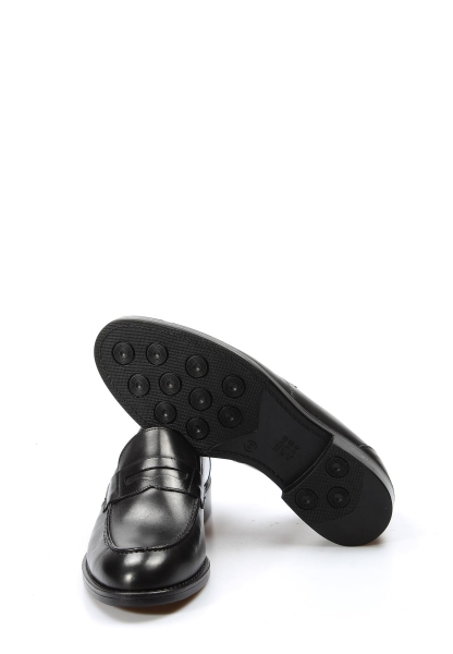 MirgeShoes Siyah Bağcıksız Erkek Klasik Ayakkabı İçi Dışı Hakiki Deri MRG01831131232-b
