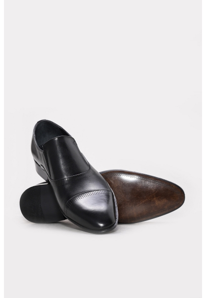 MirgeShoes Siyah Bağcıksız Erkek Klasik Ayakkabı İçi Dışı Hakiki Deri MRG018711312229-a0