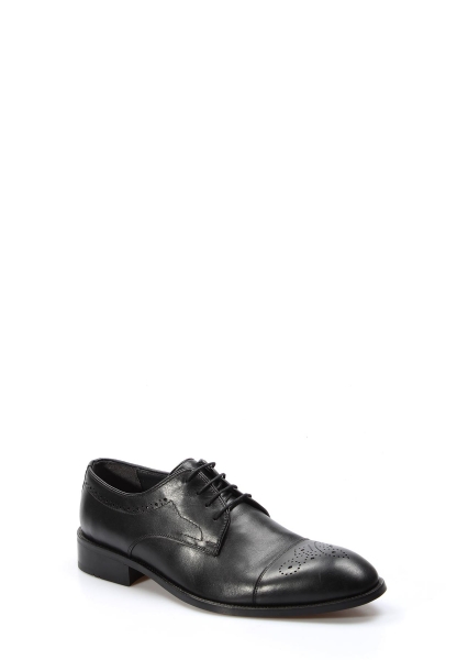 MirgeShoes Siyah Bağcıklı Erkek Klasik Ayakkabı İçi Dışı Hakiki Deri MRG0195213395