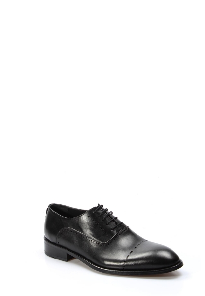 MirgeShoes Siyah Bağcıklı Erkek Klasik Ayakkabı İçi Dışı Hakiki Deri MRG0195213407