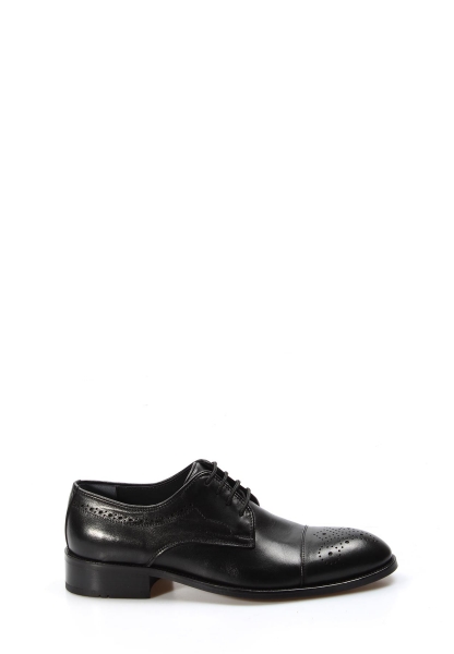 MirgeShoes Siyah Bağcıklı Erkek Klasik Ayakkabı İçi Dışı Hakiki Deri MRG019527395