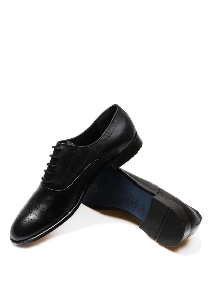 MirgeShoes Siyah Bağcıklı Erkek Klasik Ayakkabı İçi Hakiki Deri MRG019971321294