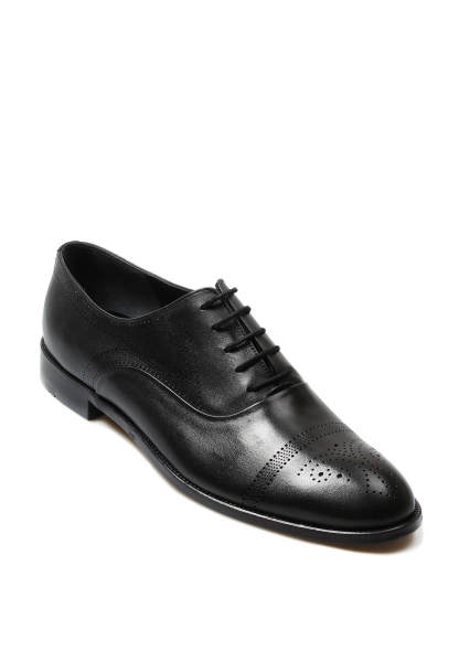MirgeShoes Siyah Bağcıklı Erkek Klasik Ayakkabı İçi Hakiki Deri MRG019971321294