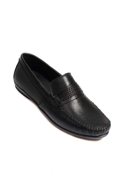 MirgeShoes Siyah Erkek Loafer Ayakkabı İçi Dışı Kaliteli Hakiki Deri MRG01715131316