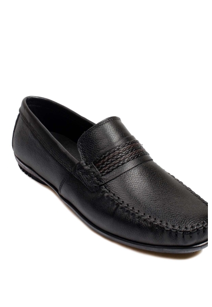 MirgeShoes Siyah Erkek Loafer Ayakkabı İçi Dışı Kaliteli Hakiki Deri MRG01715131316