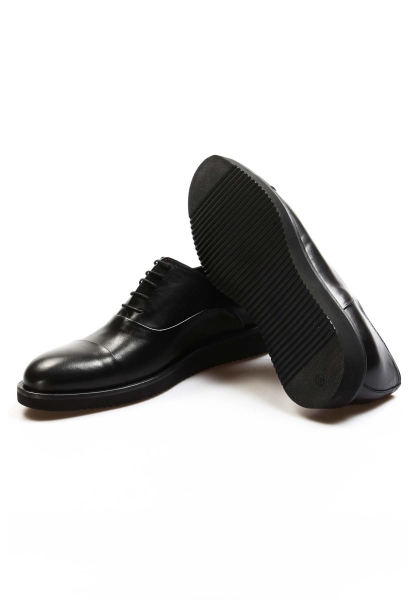 MirgeShoes Siyah Bağcıklı Erkek Oxford Ayakkabı İçi Dışı Hakiki Deri MRG01952131164