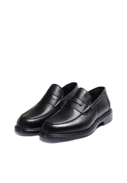 MirgeShoes Siyah Bağcıksız Erkek Klasik Ayakkabı İçi Dışı Hakiki Deri MRG01760131524
