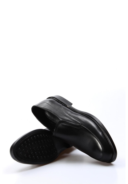MirgeShoes Siyah Bağcıksız Erkek Klasik Ayakkabı İçi Dışı Hakiki Deri MRG01760131532