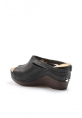MirgeShoes Kadın Dolgu Topuklu Terlik İçi Dışı Hakiki Deri Siyah  MRG0111022611113