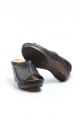 MirgeShoes Kadın Dolgu Topuklu Terlik İçi Dışı Hakiki Deri Siyah  MRG0111022611113