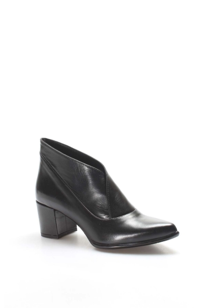 MirgeShoes Siyah Kadın Klasik Bot İçi Dışı Kaliteli Hakiki Deri MRG0114926226-753