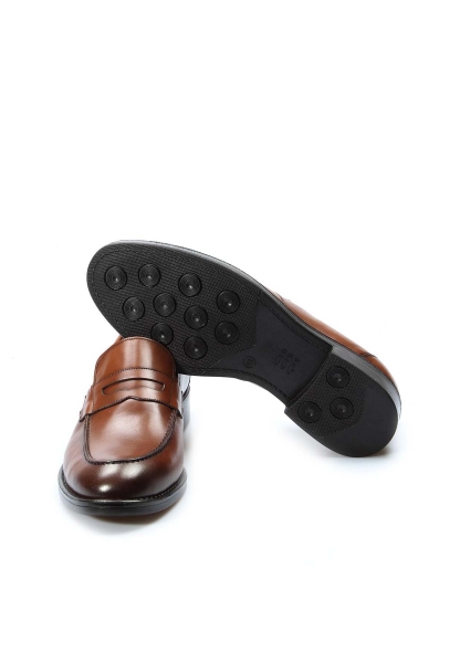 MirgeShoes Taba Bağcıksız Erkek Klasik Ayakkabı İçi Dışı Hakiki Deri MRG01831131232-b