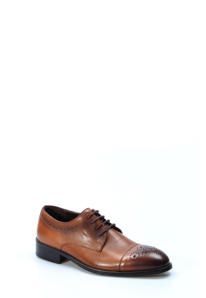 MirgeShoes Taba Bağcıklı Erkek Klasik Ayakkabı İçi Dışı Hakiki Deri MRG019527395