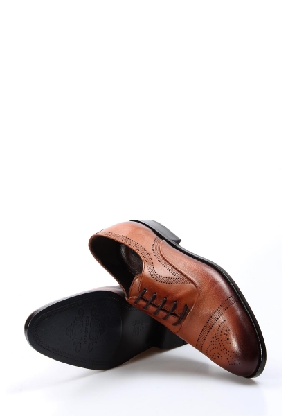 MirgeShoes Taba Bağcıklı Erkek Klasik Ayakkabı İçi Dışı Hakiki Deri MRG01997131294