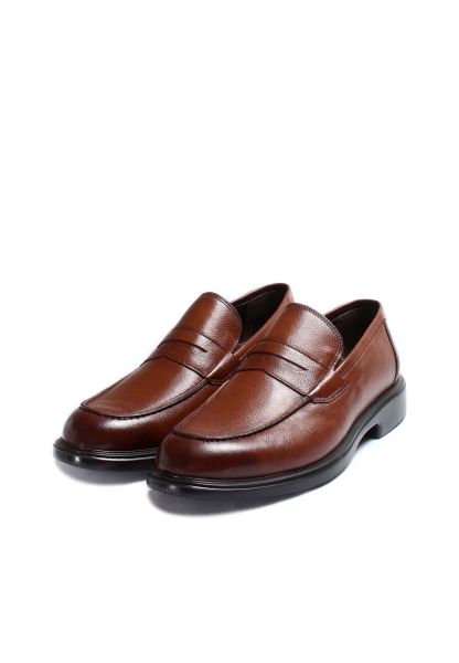 MirgeShoes Taba Bağcıksız Erkek Klasik Ayakkabı İçi Dışı Hakiki Deri MRG01760131525