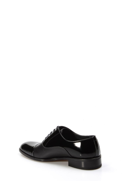 MirgeShoes Siyah Bağcıklı Erkek Klasik Rugan Ayakkabı İçi Dışı Hakiki Deri MRG01997131075102335