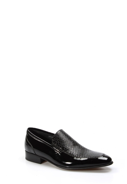 MirgeShoes Siyah Bağcıksız Erkek Klasik Rugan Ayakkabı İçi Dışı Hakiki Deri MRG01847131876-00b